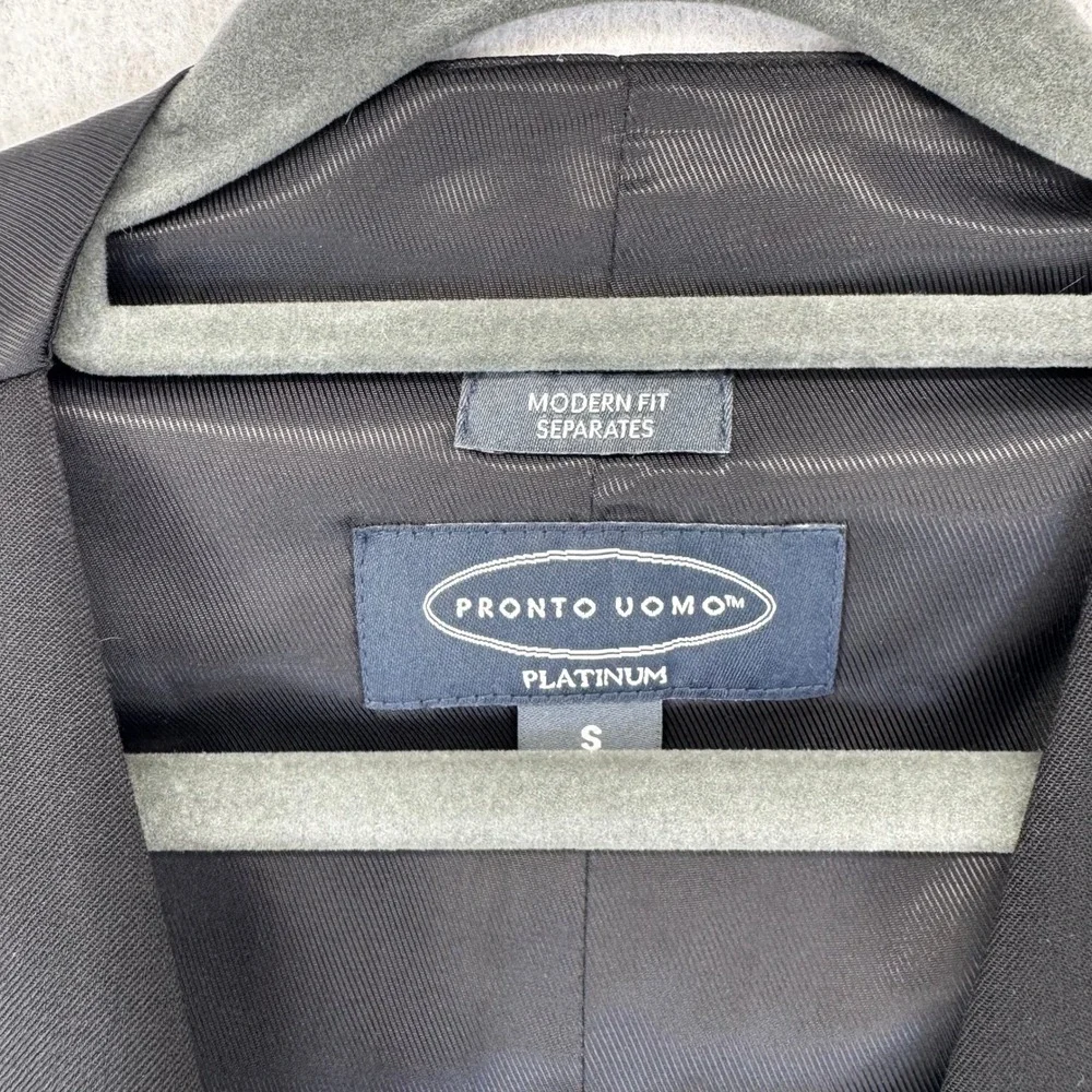 Pronto Uomo Platinum Mens Black 100% Wool Suit Vest Modern Fit Size Small